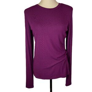 American Tall Plum Ribbed Stretch Long Sleeve Tee Size L TALL